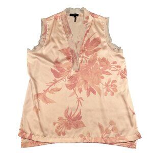 Donna Karan New York Womens Large Floral Watercolor V-Neck Sleeveless Blouse